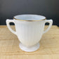 1930s Monax Petalware Opalescent Glass Dinner Plates. White Glass with Gold Rim. Depression Glass 8 Inch Dinner Plates.
