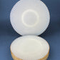 1930s Monax Petalware Opalescent Glass Dinner Plates. White Glass with Gold Rim. Depression Glass 8 Inch Dinner Plates.