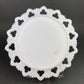 Westmoreland Milk Glass Decorative Plates with Hand Painted Violets,  Cherry Blossom, and Fruit.  Set of Four Plates with Reticulated Rim.