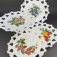Westmoreland Milk Glass Decorative Plates with Hand Painted Violets,  Cherry Blossom, and Fruit.  Set of Four Plates with Reticulated Rim.