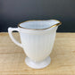 Antique Monax Petalware Opalescent Tea Set Trio. White and Gold Depression Glass Tea Cup, Saucer, Dessert or Salad Plate & Serving Plate.