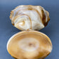Vintage Slag Glass Footed Bowl. Brown and White Marbled Compote with Floral Base. Candy or Trinket  Dish.