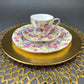 Antique Limoges Porcelain Tea Set/Trio. Teacup, Saucer & Bread/Butter Plate. Silver Anniversary. White China with Gold Rim, Haviland, France