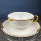 Limoges Haviland Teacup and Saucer, Gold Scalloped Rim, Silver Anniversary Pattern