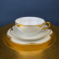 Antique Tea Cup and Saucer with Violets. Hand-Painted Porcelain by Haviland, France. Violet Clusters Motif. Highly Collectible.