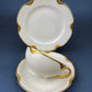 Antique Limoges Porcelain Tea Set/Trio. Teacup, Saucer & Bread/Butter Plate. Silver Anniversary. White China with Gold Rim, Haviland, France