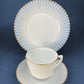 Antique Monax Petalware Opalescent Tea Set Trio. White and Gold Depression Glass Tea Cup, Saucer, Dessert or Salad Plate & Serving Plate.
