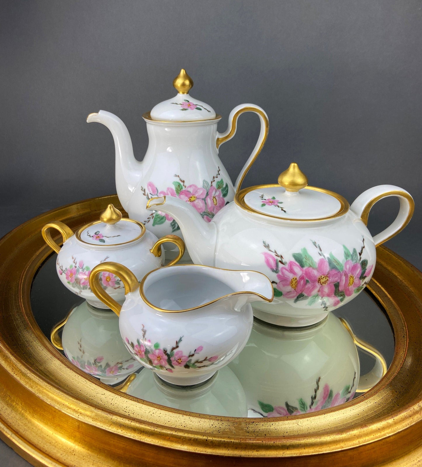 Antique Eschenbach Baronet Tea Set, Bavaria China, Hand-Painted Floral