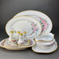 Eschenbach Baronet China Serving Set. Sauce Boat, Three Oval Platters, Egg Cup and Four Shakers with Tray. Germany. Holiday Celebration.