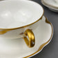 Limoges Haviland Teacup and Saucer, Gold Scalloped Rim, Silver Anniversary Pattern