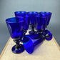 Cobalt Blue Glass Water Goblets. Set of Eight Contemporary Style Stemware. Dark Blue Modern Glassware. Fine Dining.