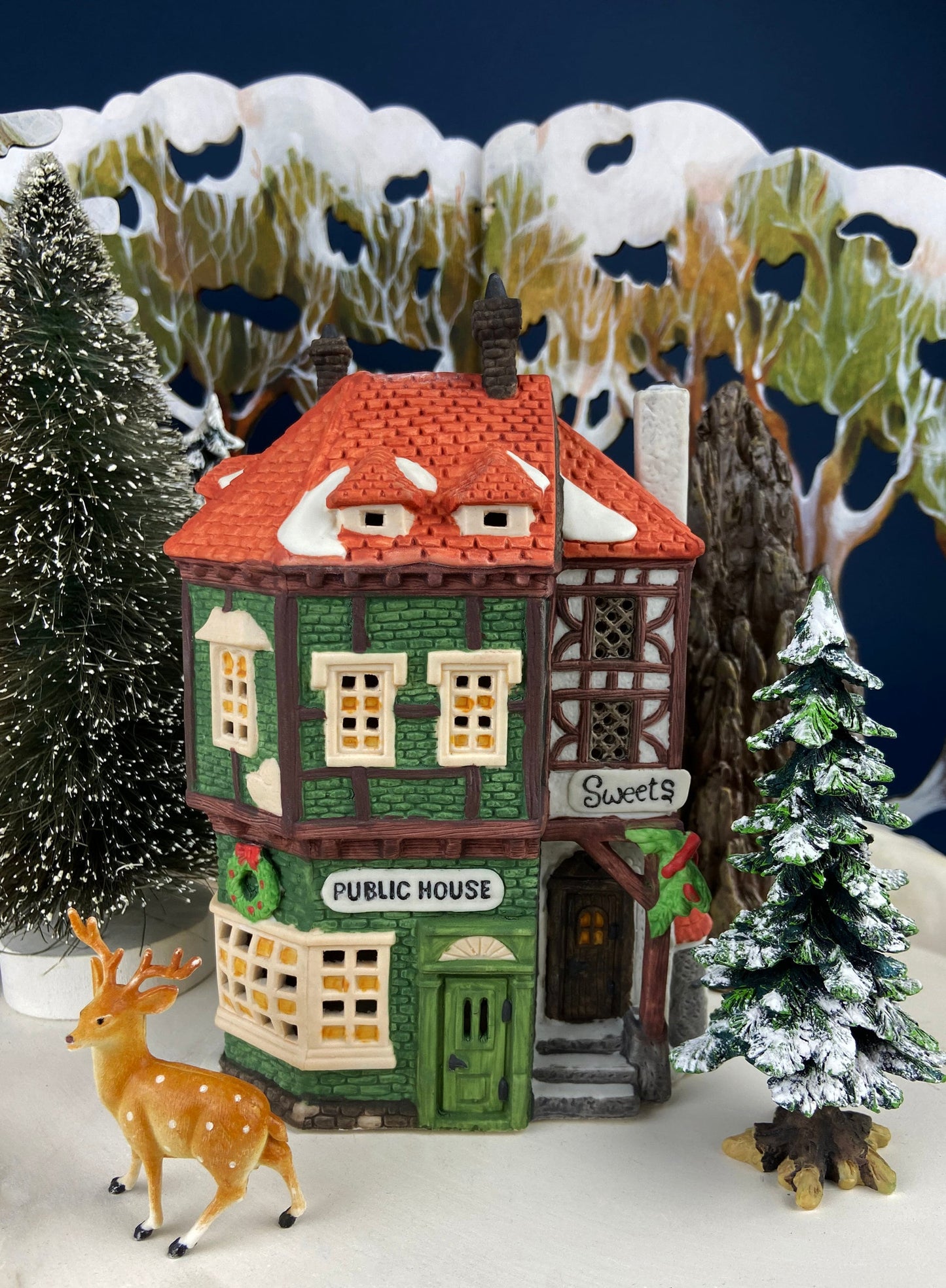 Christmas Village House by Dept 56. Illuminated Nephew Fred's Flat. Dickens Village Series.  Christmas Diorama. Holiday Celebration.