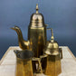 Antique Brass Coffee Set with Coffee Pot, Creamer & Sugar Bowl. Heavy Brass Pots with Handles. Kitchen Accessories.