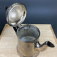 Vintage Metal Coffee Pot, Tea Pot with Creamer & Sugar Bowl with Black Handles. Marked WE B.P.M.S.