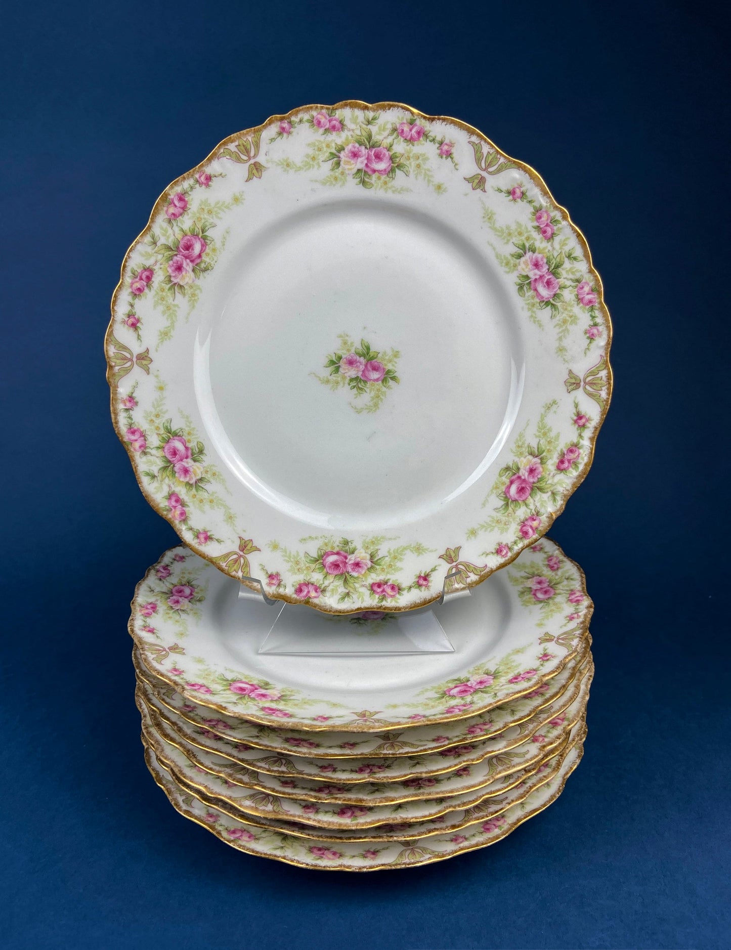 Antique Hutschenreuther Porcelain Soup Plates. Set of 12, Richelieu Rose Garlands Motif. Wedding Gift Idea. Fine Dining. Modern Farmhouse.