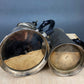 Vintage Metal Coffee Pot, Tea Pot with Creamer & Sugar Bowl with Black Handles. Marked WE B.P.M.S.
