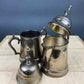 Vintage Metal Coffee Pot, Tea Pot with Creamer & Sugar Bowl with Black Handles. Marked WE B.P.M.S.