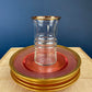 Antique Etched Pink Glass Dessert/Salad Plates With Gold Rims. Set of Five. Etched Star & Waffle Brim. Holiday Dining. Fine Dining.