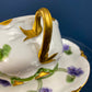 Antique Limoges Tea Cup and Saucer. Hand-Painted Porcelain by Haviland, France. Violet Clusters Motif. Highly Collectible.