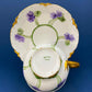 Antique Tea Cup and Saucer with Violets. Hand-Painted Porcelain by Haviland, France. Violet Clusters Motif. Highly Collectible.