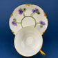 Antique Tea Cup and Saucer with Violets. Hand-Painted Porcelain by Haviland, France. Violet Clusters Motif. Highly Collectible.