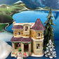 Illuminated Porcelain House. Medium-Sized Rustic Brick House with Red Roof for Christmas Village. Holiday Accessory. Traditional Home Decor