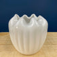 Milk Glass Planter or Vase. Vintage White Flower Pot with Ribbed Pattern and Pinched Rim. Window Sill Herbal Garden.