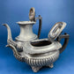 Vintage Pewter Teapot and Coffee Pot. Set of Two Beautifully Detailed Serving Pots. Fluted Body. Made in England. Pewter Collectors.