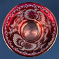 Vintage Bohemian Glass Crystal Serving Bowl and Plate. Set of Two Hand Cut Ruby Crystal Serving Dishes. Collectible Czech Glass.