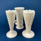 Milk Glass Horn Vases. Hobnail, Cornucopia Shaped Vase. Table Centerpiece. Collectible Trumpet Floral Vase.