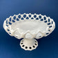 Westmoreland Milk Glass Pedestal Fruit Bowl. Doric Pattern with Lace Edge. 10" in Diameter.  Table Centerpiece.