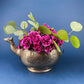 Pewter Teapot by Etain Zinn.  Etched with Heart and Cupids Antique Teapot. Spout Shaped like Eagle. Back Handle with Lion.