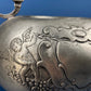 Pewter Teapot by Etain Zinn.  Etched with Heart and Cupids Antique Teapot. Spout Shaped like Eagle. Back Handle with Lion.