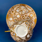 Antique Japanese Moriage Tea Cup Set. Gold Hand Painted Teaware with Teapot, Sugar Bowl, Creamer, and Six Japanese Tea Cups.