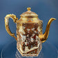 Antique Japanese Moriage Tea Cup Set. Gold Hand Painted Teaware with Teapot, Sugar Bowl, Creamer, and Six Japanese Tea Cups.