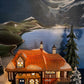 Illuminated Aldeburgh Music Box Shop. Celebrating Music. Christmas Village Porcelain House and Built-in Music Box. Dickens' Village Series.