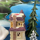 Illuminated Porcelain House. Medium-Sized Rustic Brick House with Red Roof for Christmas Village. Holiday Accessory. Traditional Home Decor