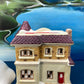 Illuminated Porcelain House. Medium-Sized Rustic Brick House with Red Roof for Christmas Village. Holiday Accessory. Traditional Home Decor