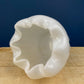 Milk Glass Planter or Vase. Vintage White Flower Pot with Ribbed Pattern and Pinched Rim. Window Sill Herbal Garden.