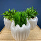 Milk Glass Planter or Vase. Vintage White Flower Pot with Ribbed Pattern and Pinched Rim. Window Sill Herbal Garden.
