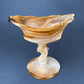 Vintage Slag Glass Footed Bowl. Brown and White Marbled Compote with Floral Base. Candy or Trinket  Dish.