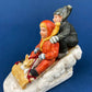Kids & Dog on Sled Porcelain Figurine. Christmas. Downhill Racer. Inspired by Norman Rockwell. Museum Collections. Snow King. Collectibles.
