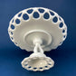 Westmoreland Milk Glass Pedestal Fruit Bowl. Doric Pattern with Lace Edge. 10" in Diameter.  Table Centerpiece.