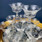 Cambridge Chantilly Low Sherbet Wine Glasses. Set of Nine Champagne Stemware. Vintage Collectible Glasses.