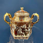 Antique Japanese Moriage Tea Cup Set. Gold Hand Painted Teaware with Teapot, Sugar Bowl, Creamer, and Six Japanese Tea Cups.