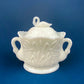 Cobalt Blue Creamer with Swan-Shaped Handle and Lid. Glass Creamer with Embossed Reed and Swans. Collectible Glass. Gift Idea.