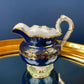 Vintage Aynsley Creamer and Sugar Bowl.  Blue and Gold, with Hand Painted Bouquet of Flowers. Fine Bone China.