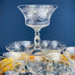 Cambridge Chantilly Low Sherbet Wine Glasses. Set of Nine Champagne Stemware. Vintage Collectible Glasses.