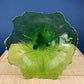 Green Glass Compote Shaped Like a Tree. Vintage Footed Serving Dish with Stem Shaped like a Tree Trunk. Fruit Stand. Table Centerpiece.