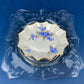 Antique Porcelain Berry Bowls in Blueberry Motif. Set of Two Small Serving Plates by Embassy Ware, Fondeville, England. Scalloped Rim.